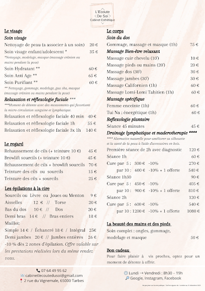 L'ecoute De Soi Cabinet Esthetique Institut De Beauté à Tarbes